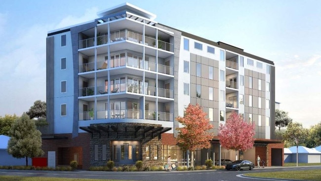 Artist impression of five-storey apartments planned for Glenburnie Terrace, Plympton — a street back from Anzac Highway.