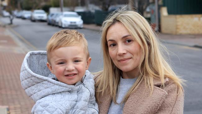 Resident Olivia Nixon, with son Max, is worried about the proposed drug rehabilitation centre. Picture: Kelly Barnes