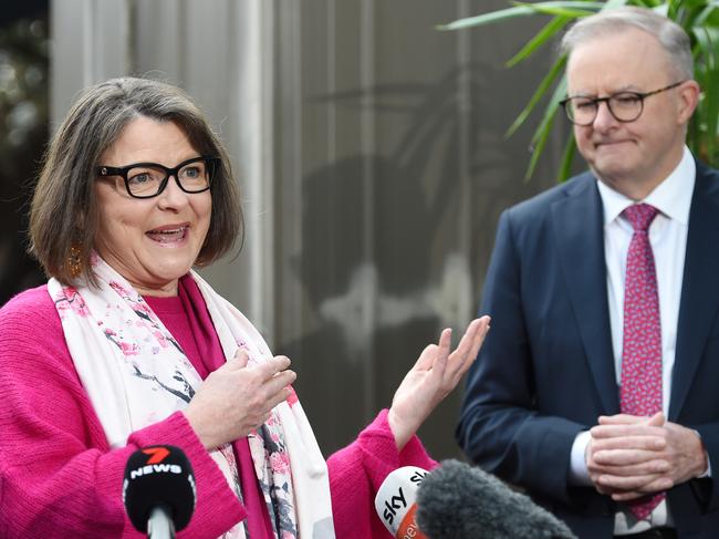 Assistant Minister for Health Ged Kearney with Prime Minister Anthony Albanese in Melbourne. Picture: Nicki Connolly