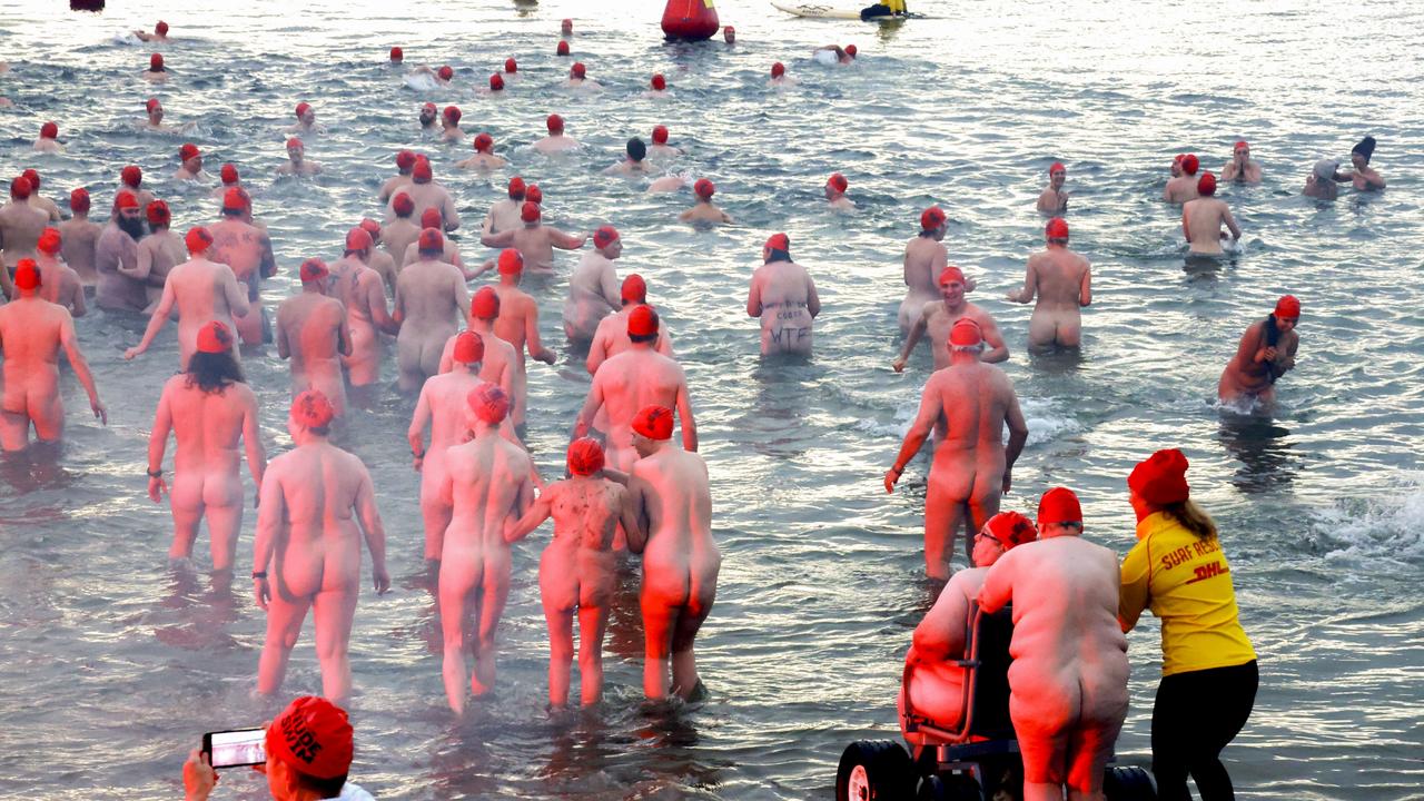 It was 7C outside and 12C in the water. Picture: NewsWire/Minch Media