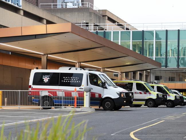 Ambulances at Sunshine Hospital. Picture: Josie Hayden
