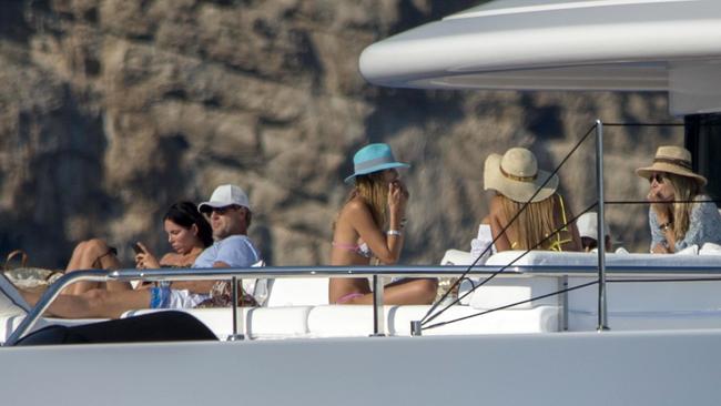 James Packer’s mates including Karl Stefanovic and Ben Tilley were keeping the tycoon company on board his luxury yacht in the French Riviera this week. Picture: Backgrid