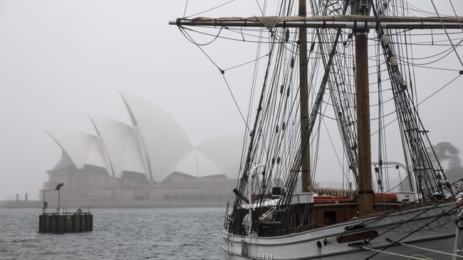 The Sydney Opera House and the Soren Larsen tall ship in Sydney Harbour. Picture: NCA NewsWire/Damian Shaw