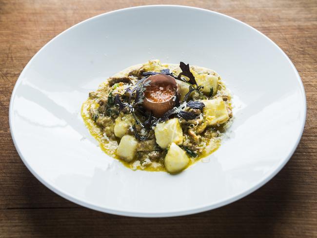 Ricotta gnocchi with pork neck and egg yolk. Picture: Supplied