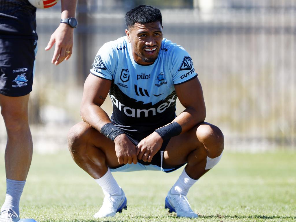 Ronaldo Mulitalo during a tough session at James Regional Sports Park in Las Vegas. Picture: Jonathan Ng