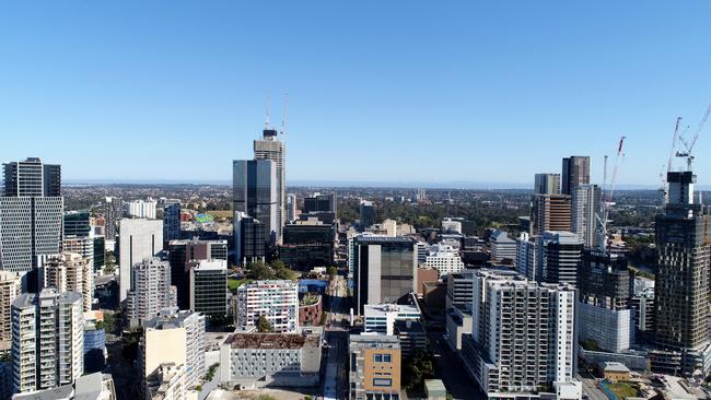 Large-scale unit construction in the Parramatta CBD and surrounding areas has pushed down prices in the region. Picture: Damian Shaw