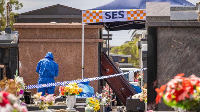 Detectives face troubling questions over who stole heads from Footscray General Cemetery. Picture: Jason Edwards