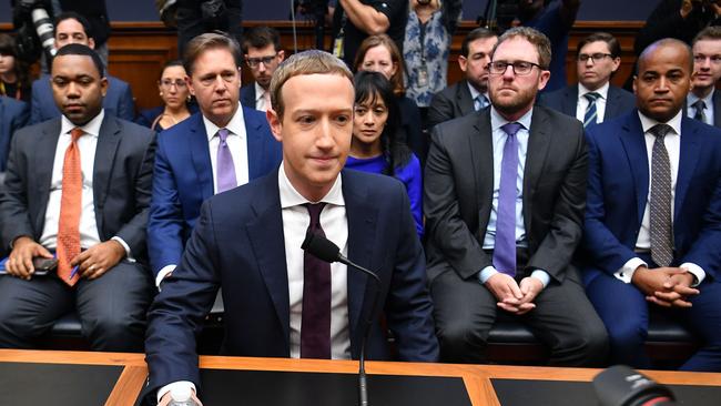 Mark Zuckerberg arrives to testify before the House Financial Services Committee on An Examination of Facebook and Its Impact on the Financial Services and Housing Sectors in October 2019. Picture: Mandel Ngan/AFP