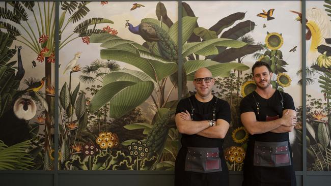 Chef Roy Ner (left) and Dario Manca at the new Za Za Ta restaurant at Ovolo Hotel in the Emporium complex. Picture: Russell Shakespeare