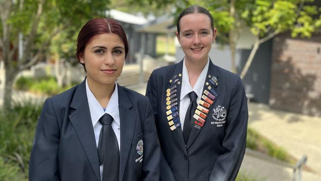 Mt Maria College captains Emily Lohmann and Marissa Hanna. Picture: Contributed