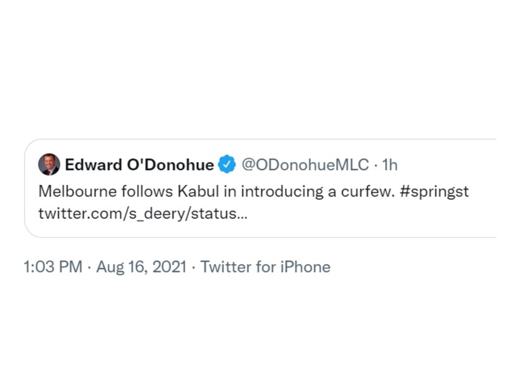 Mr O'Donohue later deleted his tweet following a flood of criticism