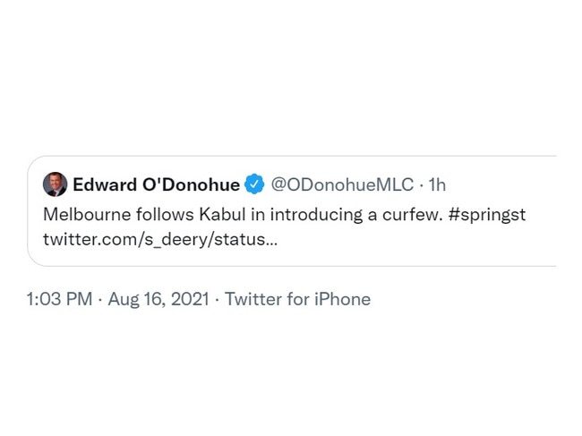 Mr O'Donohue later deleted his tweet following a flood of criticism