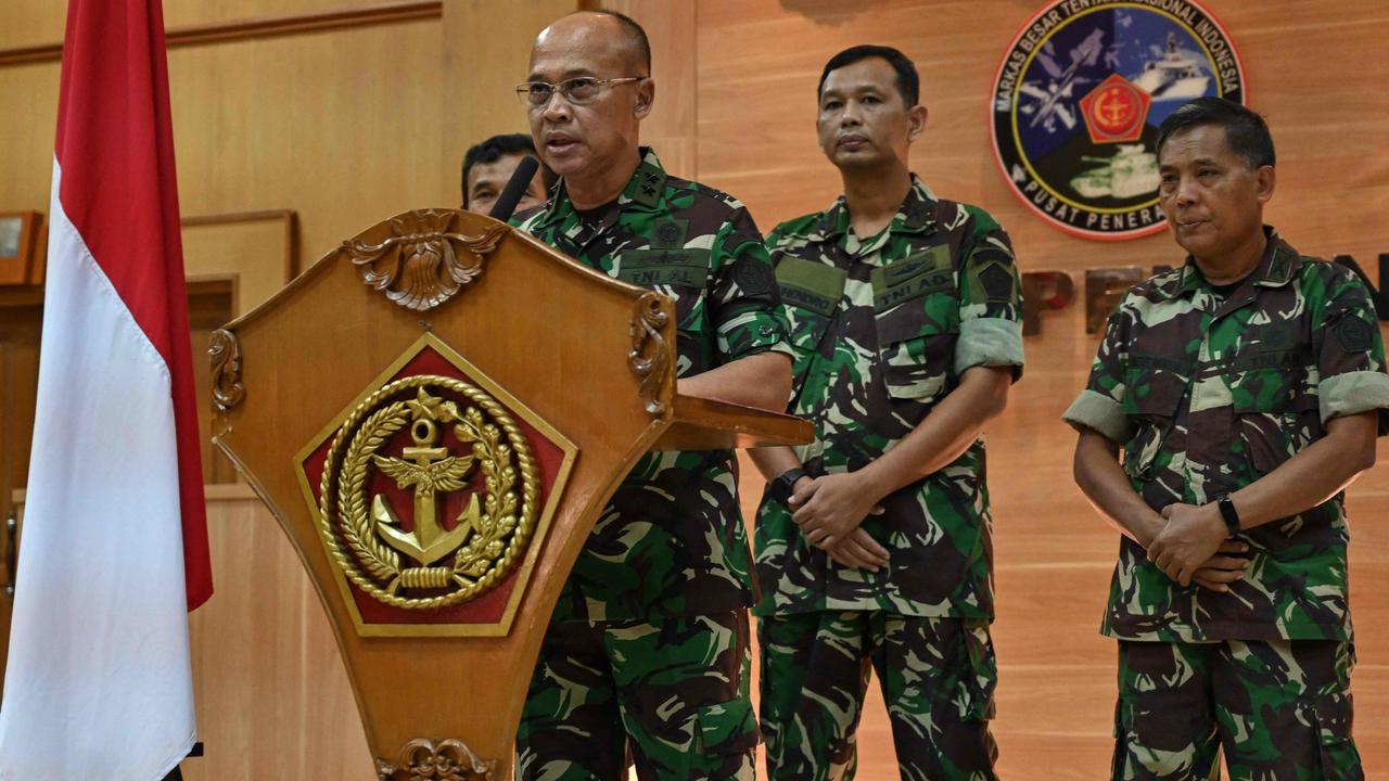 Indonesian military spokesman Julius Widjojono addressed media after Saturday’s brutal attack. Picture: ADEK BERRY/AFP