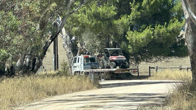 A man has died after a crash at a property on Collins Rd at Tungkillo involving a UTV. Picture: Leon Georgiou