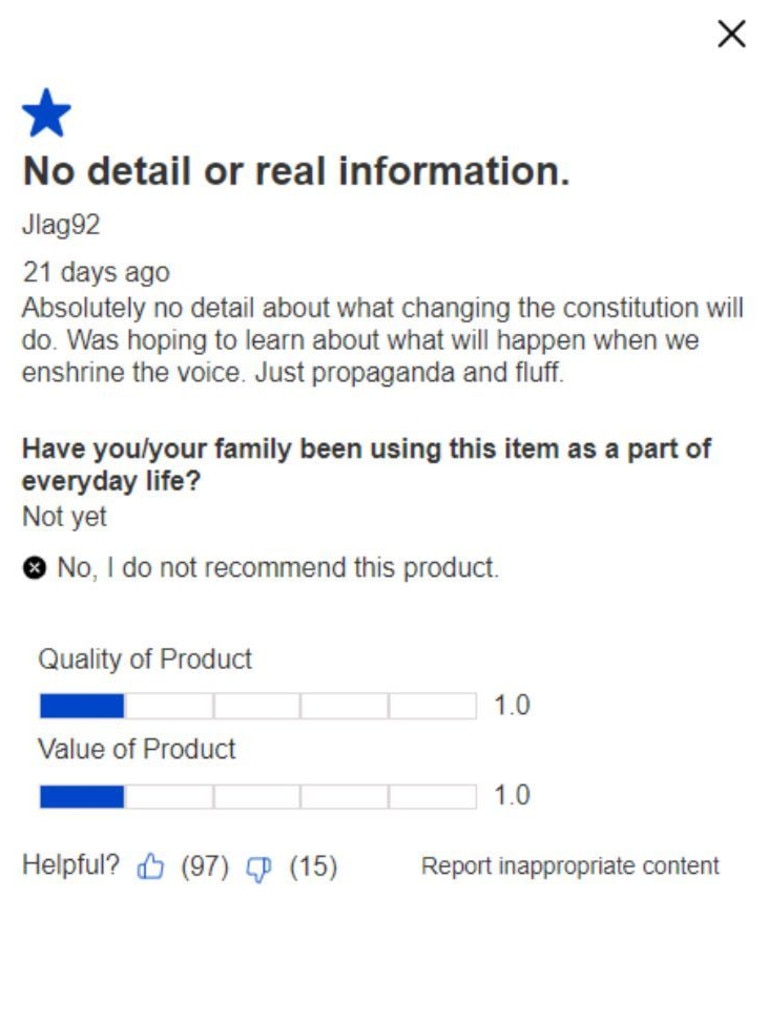 A customer left a harsh review of the book. Picture: Supplied