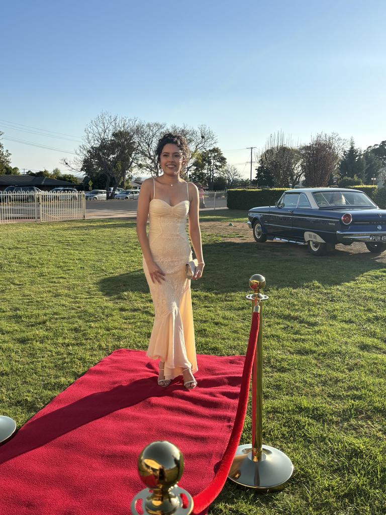 Leilani Beckett arrives at Kingaroy's St John's Lutheran School formal.