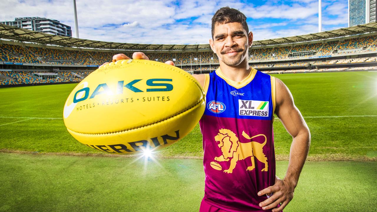 Brisbane Lions star forward Charlie Cameron at The Gabba, which is firming to host this year’s Grand Final. Picture: Nigel Hallett