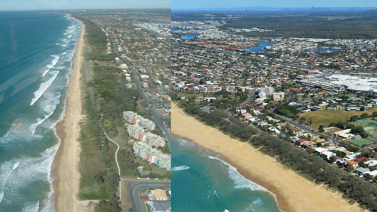 THEN AND NOW: Aerial photos of Kawana from the early 2000s until 2019. House prices in the Kawana area have grown considerably in the past two decades.