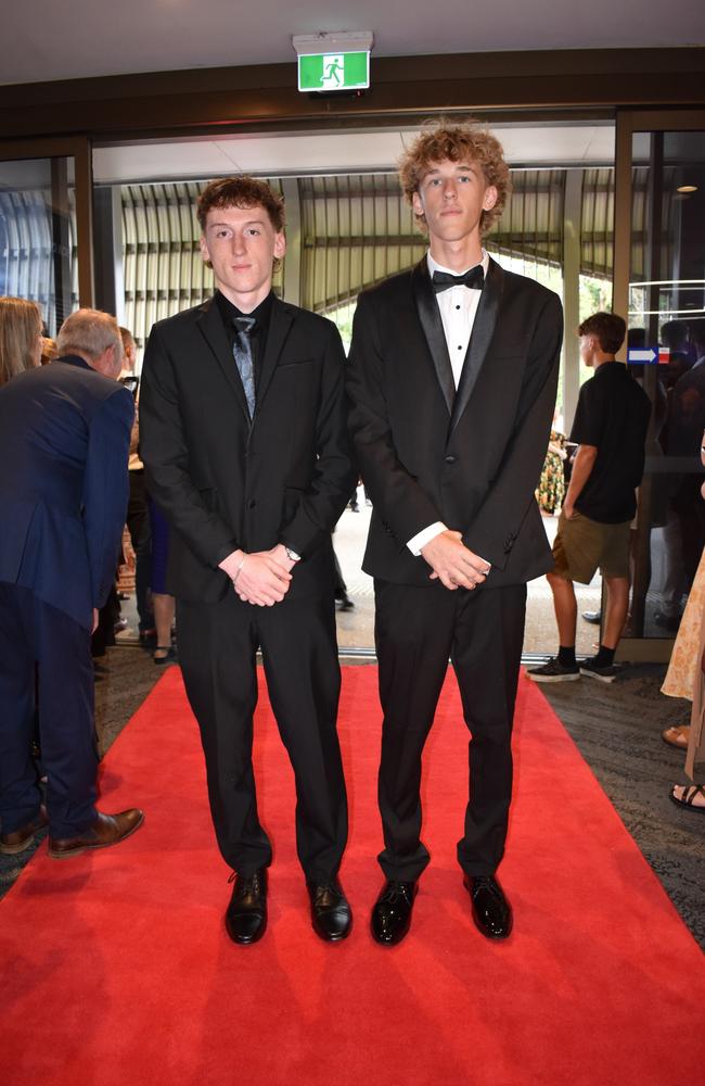 Joshua Lester and Thomas Robinson at the Suncoast Christian College formal 2024.