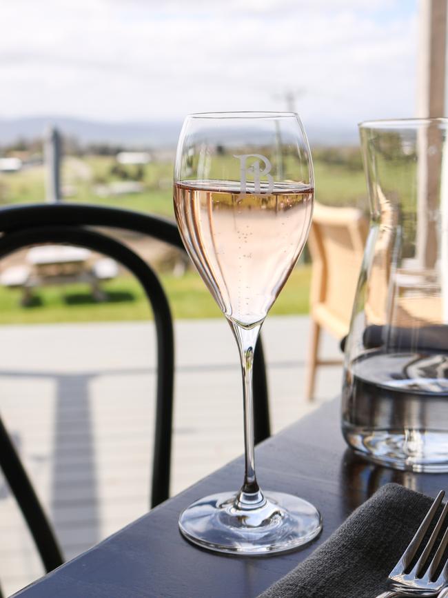 A glass of Bellebonne Bis – which is an award-winning a non-vintage sparkling rose. Picture: Stephanie Dalton