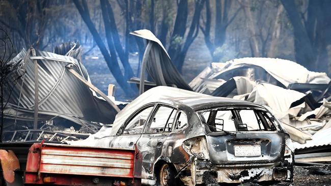 Fire damage around Dalveen Bushfires burning through the Southern Downs regional area near the Queensland to NSW border. Picture: NCA NewsWire / John Gass