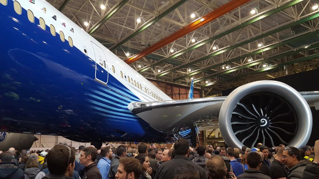 Boeing’s new 777X is the longest aircraft in the world. Picture: Boeing Employee/ Supplied Source: Twitter #766