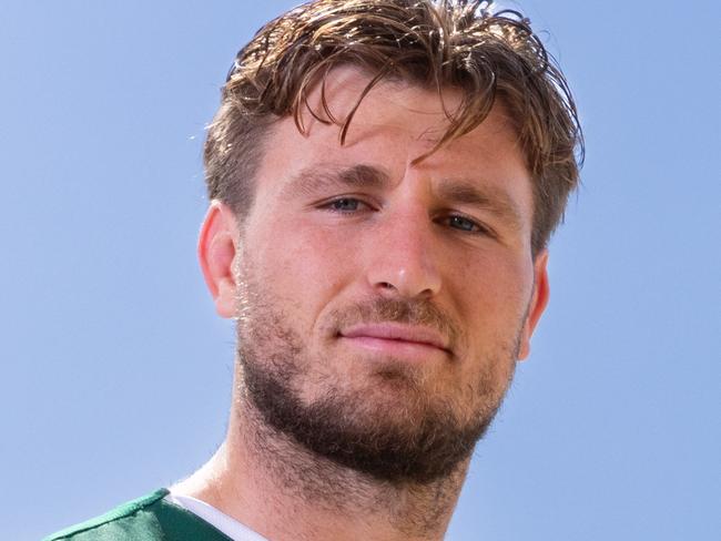 DAILY TELEGRAPH. Jai Arrow poses for a portrait after a press conference at South Sydney Rabbitohs headquarters. The injury rocked Rabbitohs continue their preparation for their season opener against the Dolphins on Friday night. Monday 03/03/2025. Picture by Max Mason-Hubers