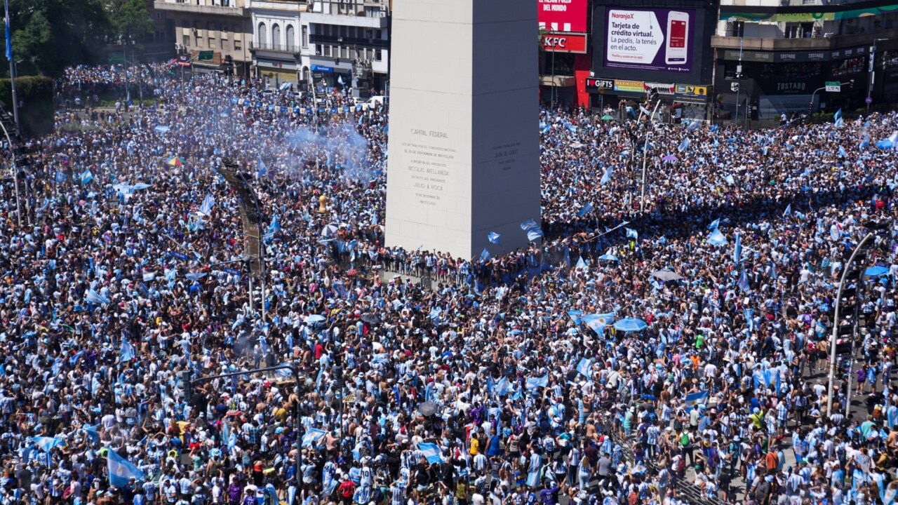 Argentina fans who went topless to celebrate victory in Qatar