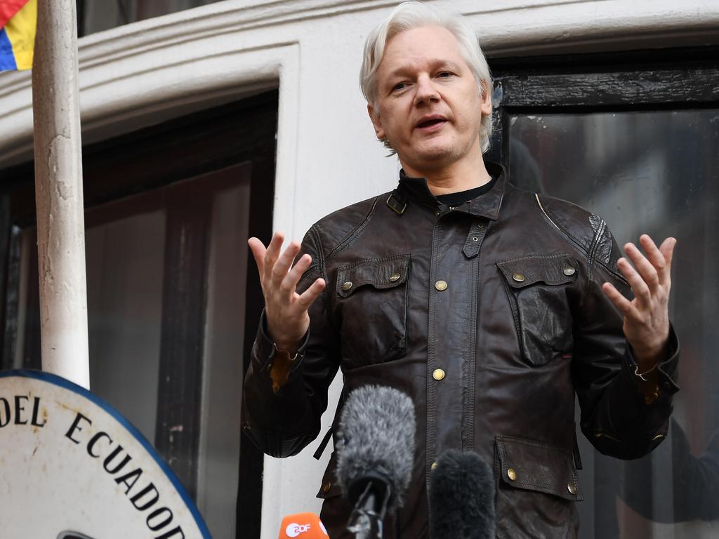 WikiLeaks founder Julian Assange speaks on the balcony of the Embassy of Ecuador in London on May 19, 2017 Picture: Justin Tallis/AFP