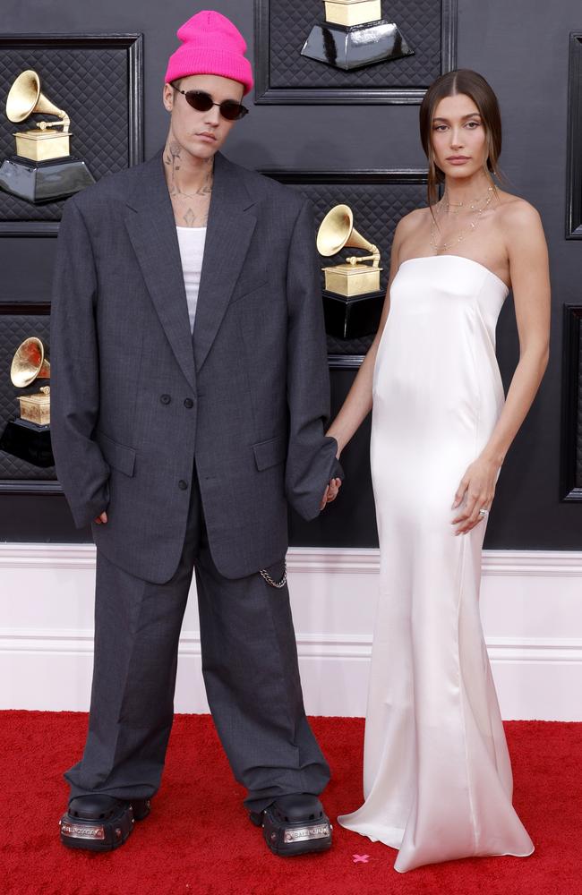 Bieber and wife Hailey Baldwin at the Grammys in 2022. Picture: Frazer Harrison/Getty Images