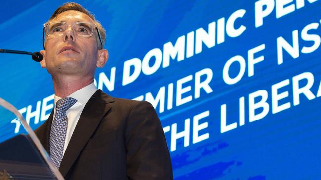 Dominic Perrottet at the NSW Liberal Party's 2023 election campaign launch. Picture: NewsWire/Monique Harmer