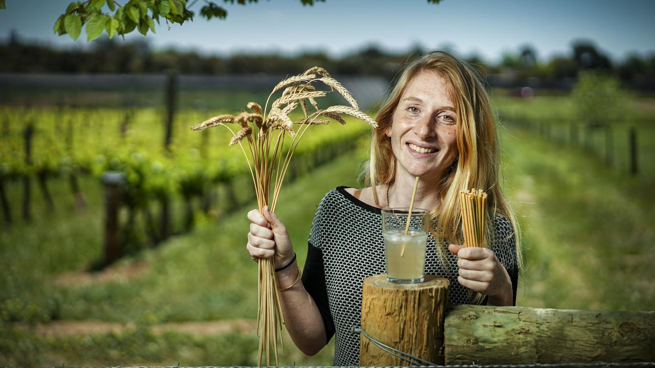 Marion Vigot is making bio-degradable straws from rye straw. Picture: AAP