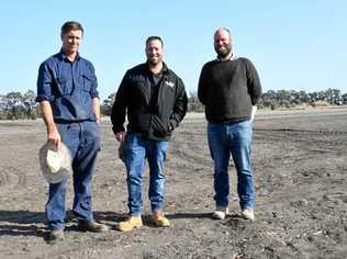 LISTENING EAR: Wade Bistrup, Arthur Gearon, and researcher Dr Joseph Eyre at the Warra meeting. Picture: Brooke Duncan