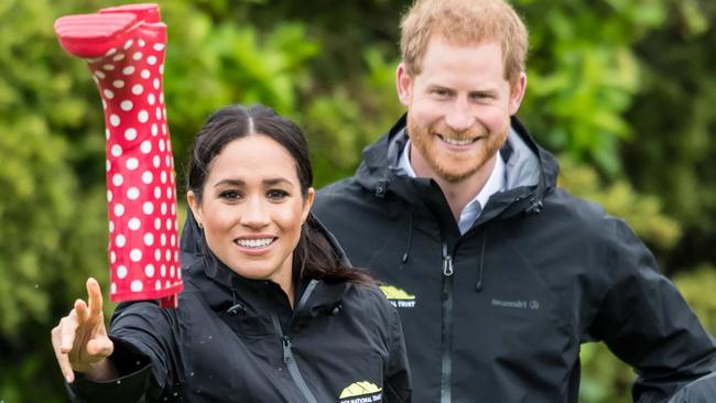 Meghan’s winning gumboot throw. Picture: AFP