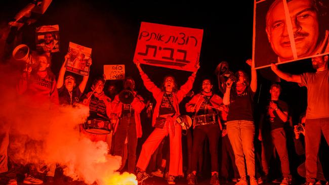 Demonstrators in Tel Aviv this week demanding the release of hostages kidnapped by Hamas. Picture: Alexi J. Rosenfeld/Getty Images