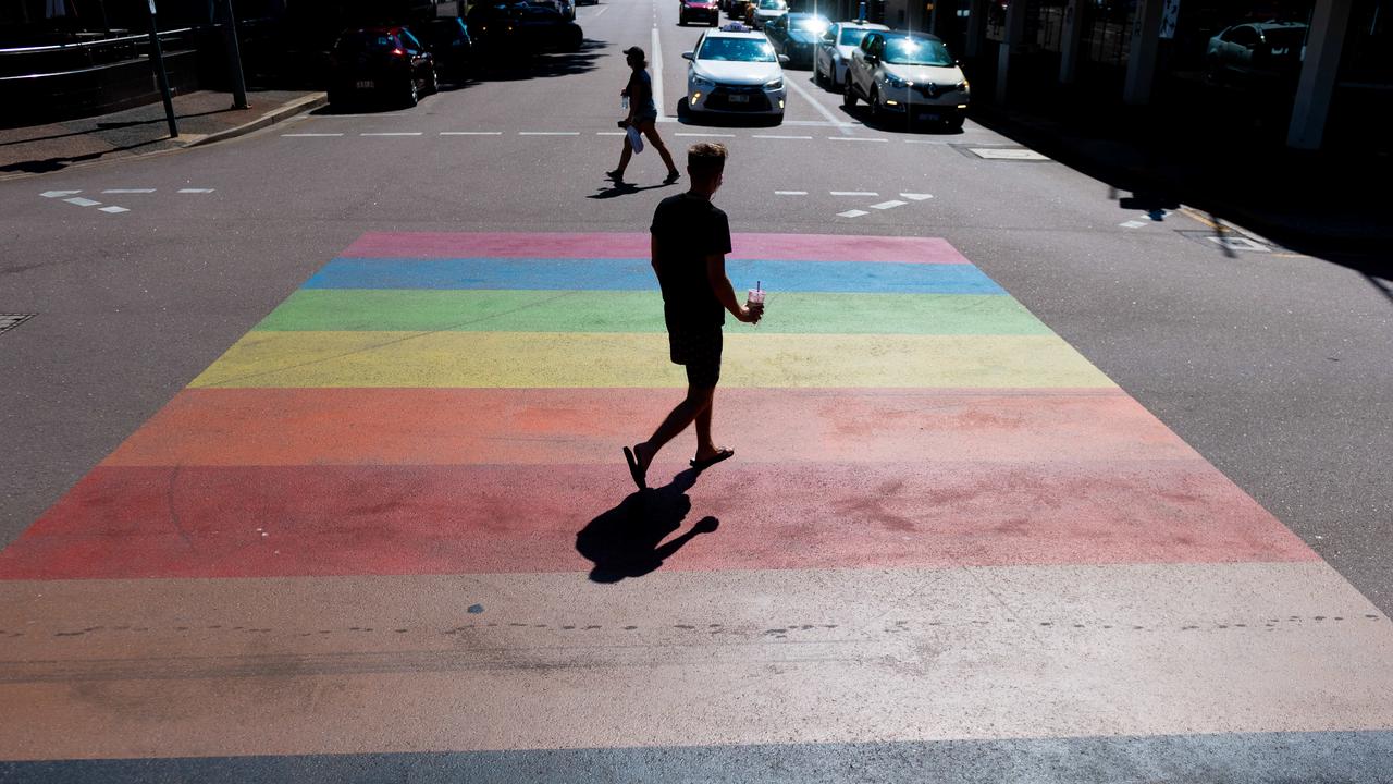 Darwin’s busiest intersection is a shadow of its former self in the afternoon light. Picture: Che Chorley