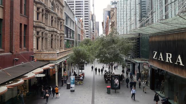 Pitt Street Mall in Sydney. Picture: Jonathan Ng