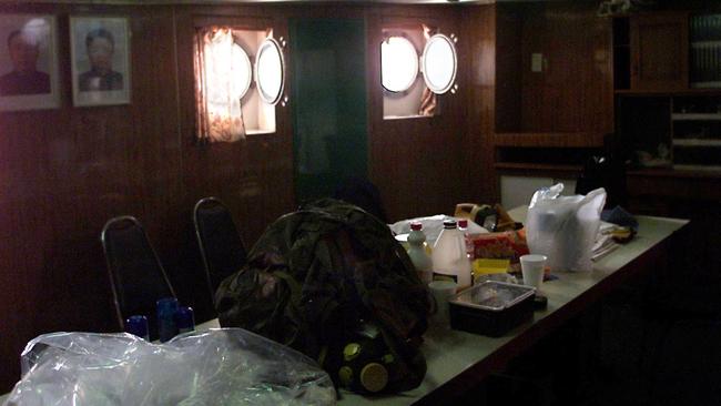 Inside the Pong Su tanker at Garden Island in Sydney in 2003, after it was intercepted