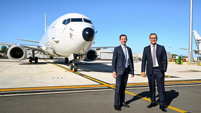 Senator Simon Birmingham and Premier Steven Marshall jointly announced the upgrade. Picture: Morgan Sette