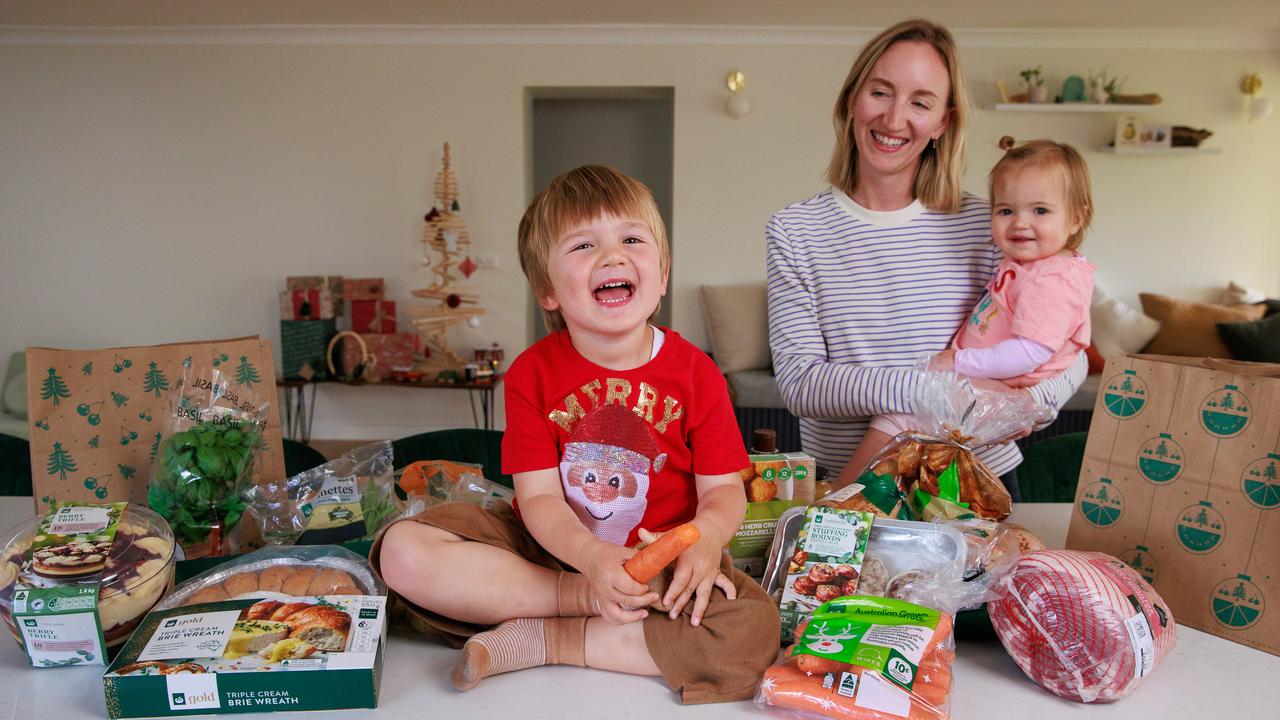 Laura Blasdale with her Christmas shop and two children Charlie Guerin, 3, and Freya Guerin, 1, at home in Dee Why, in Sydney's north. Picture: Justin Lloyd