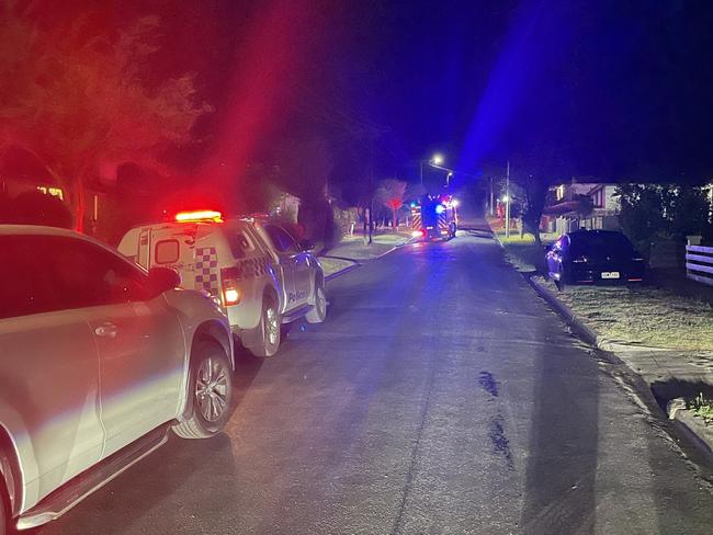 Police on scene at the house fire in Morwell. Picture: Jack Colantuono