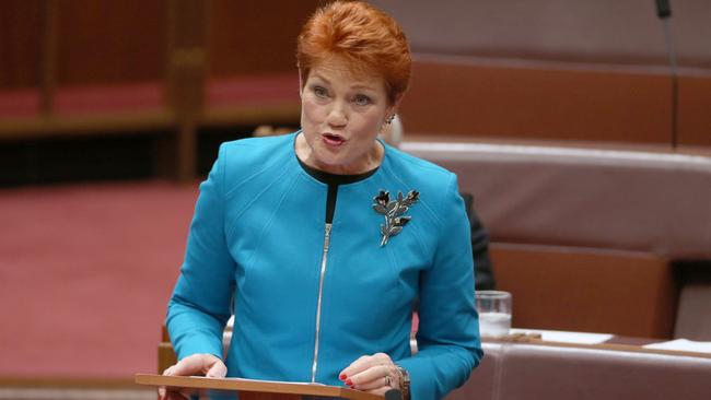 Senator Pauline Hanson said she was happy to take migrants who did not want to become Australian and obey laws “to the airport”, telling them they should “go back to where you came from”. Picture Gary Ramage