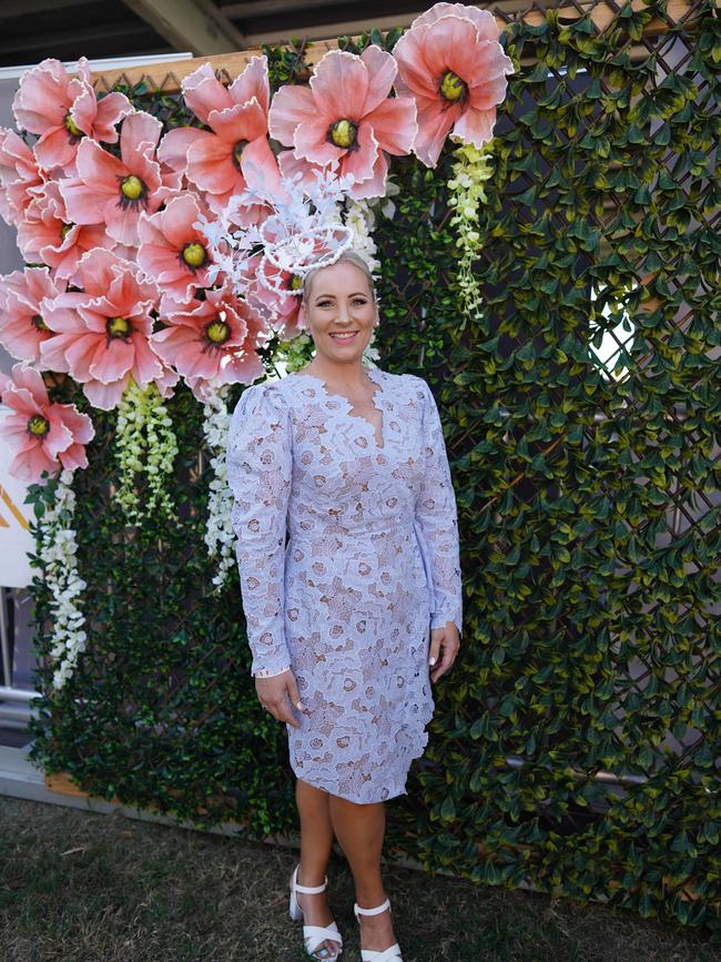 Krystal Weber rocking the fashion at ladies day Cairns races.