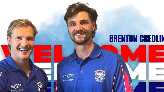 Mornington coach Josh Newman with recruit Brenton Credlin. Picture: Facebook