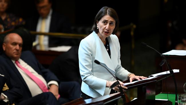 NSW Premier Gladys Berejiklian speaks during a NSW Bushfires condolences motion in the Legislative Assembly. Picture: AAP