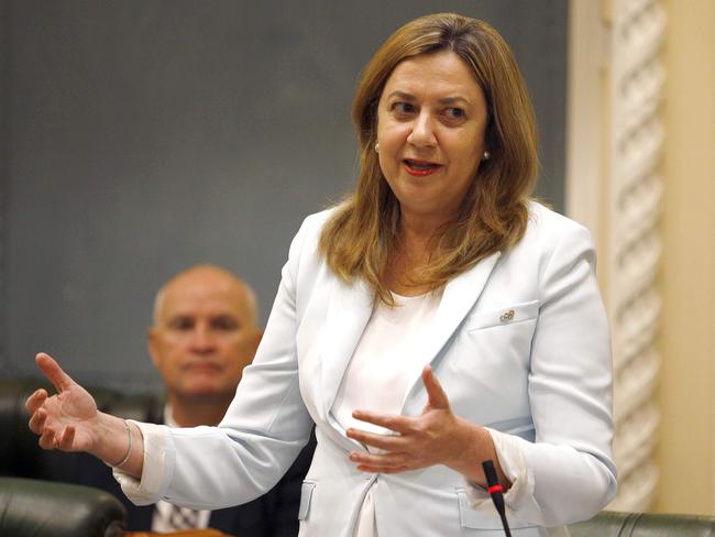 Premier Annastacia Palaszczuk during Question Time in Queensland Parliament yesterday. Picture: Tertius Pickard/NCA NewsWire