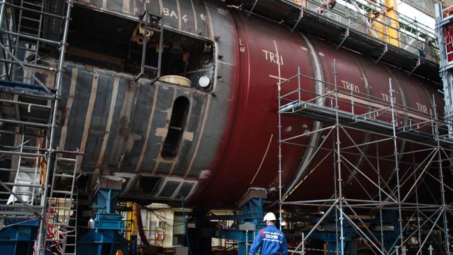 The nuclear submarine "SNA Barracuda" under construction in a DCNS plant in northwestern France. AFP Photo/Charly Triballeau