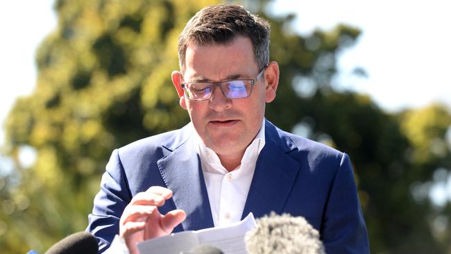 Outgoing Daniel Andrews is under the impression he’s exiting Parliament as a winner despite a string of failed projects to his name. Picture: NCA NewsWire / Andrew Henshaw