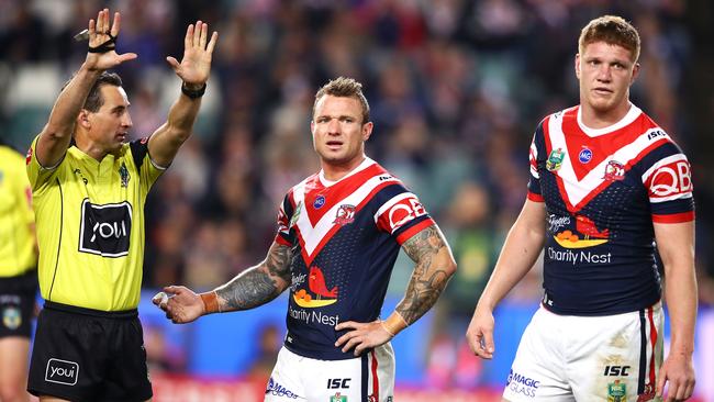 Dylan Napa was sin-binned for a controversial hit on Andrew McCullough. Picture: Getty Images