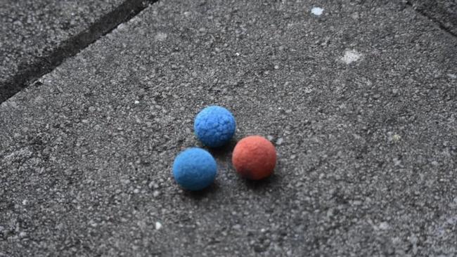 AGL is investigating how brightly coloured foam cleaning balls escaped the power plant and washed up on the banks of the Port River over the weekend. Source: Twitter/Facebook